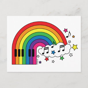 Rainbow Piano Postkarte