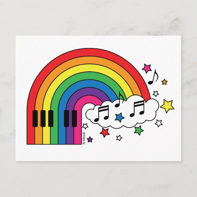 Rainbow Piano Postkarte (Vorderseite)