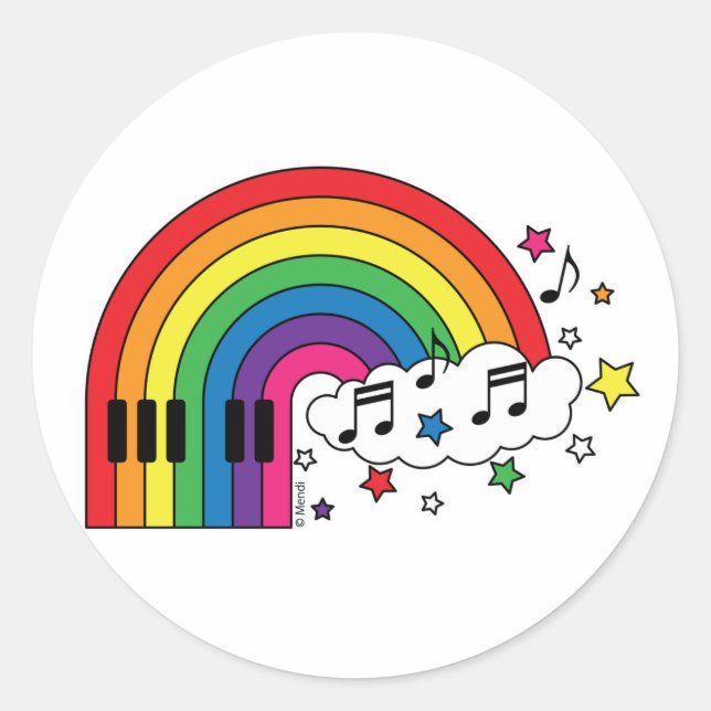 Rainbow Piano Runder Aufkleber (Vorderseite)