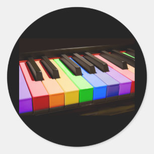 Rainbow Piano Runder Aufkleber