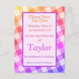 Rainbow Picnic Diagonal Save the Date Postkarte