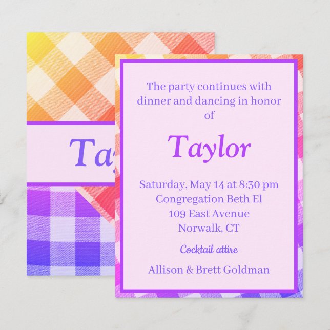 Rainbow Picnic Enclosure Card Diagonal Mitteilungskarte (Vorne/Hinten)