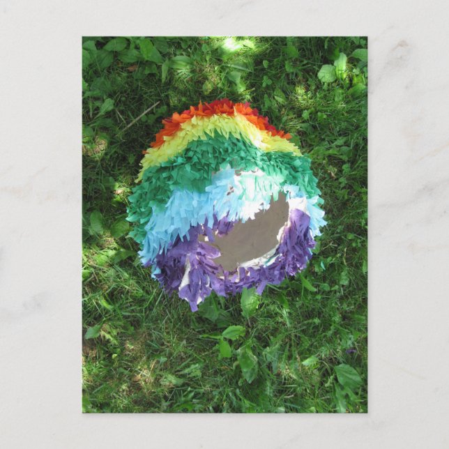 Rainbow Piñata nach dem Party Postkarte (Vorderseite)