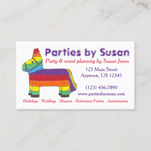 Rainbow Piñata Party Eventplanung Visitenkarte