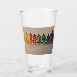 Rainbow Pine Trees Glass Cup Glas