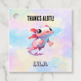 Rainbow Pink Axolotl Birthday Favor Tags Geschenkanhänger