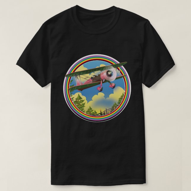 Rainbow Pink Bi Flugzeug Logo T-Shirt (Design vorne)
