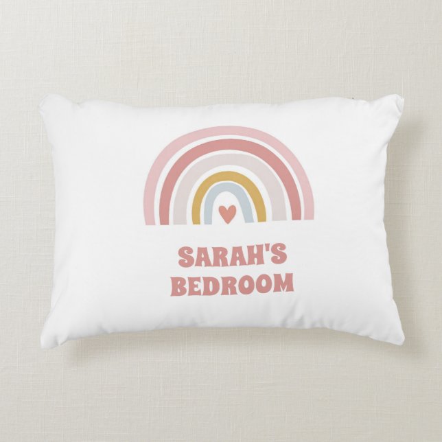 RAINBOW Pink CUSHION TO CUSTOM TEXT Dekokissen (Vorderseite)