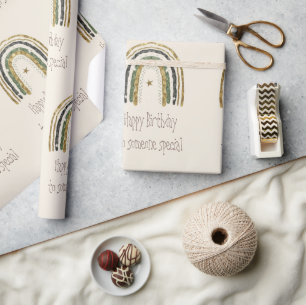 Rainbow Pink Gold Happy Geburtstag Jemand Besonder Geschenkpapier