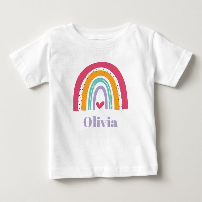 Rainbow Pink und Lila Personalisierter T - Shirt (Vorderseite)