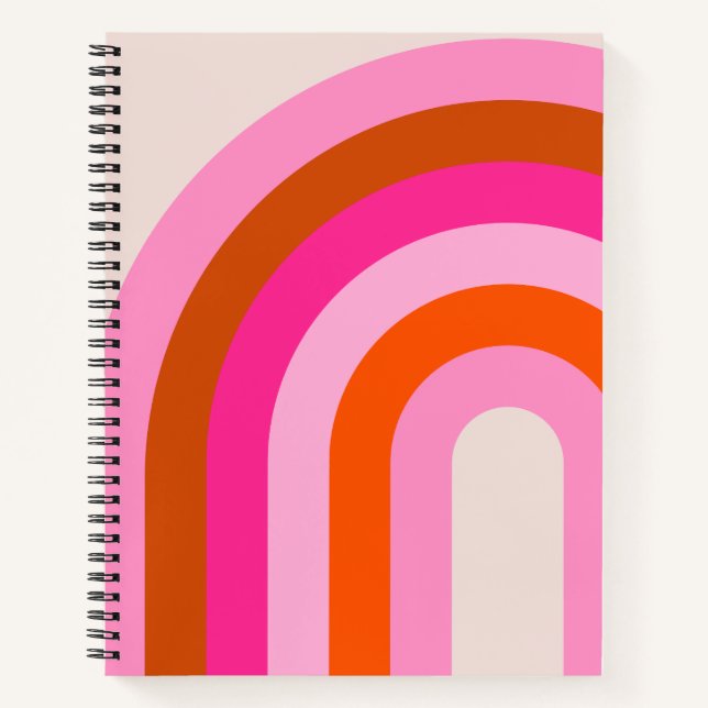 Rainbow Pink und Orange Boho Arch Notizbuch (Vorderseite)