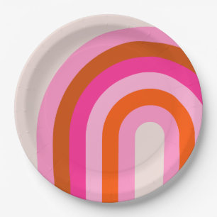 Rainbow Pink und Orange Boho Arch Pappteller