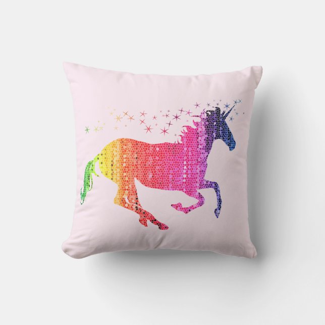 Rainbow Pink Unicorn Kissen (Vorderseite)