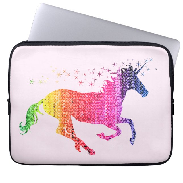 Rainbow Pink Unicorn Laptopschutzhülle (Vorderseite)