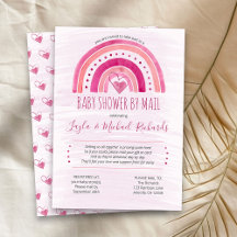 Rainbow Pink Watercolor Wash Baby Dusche by Mail