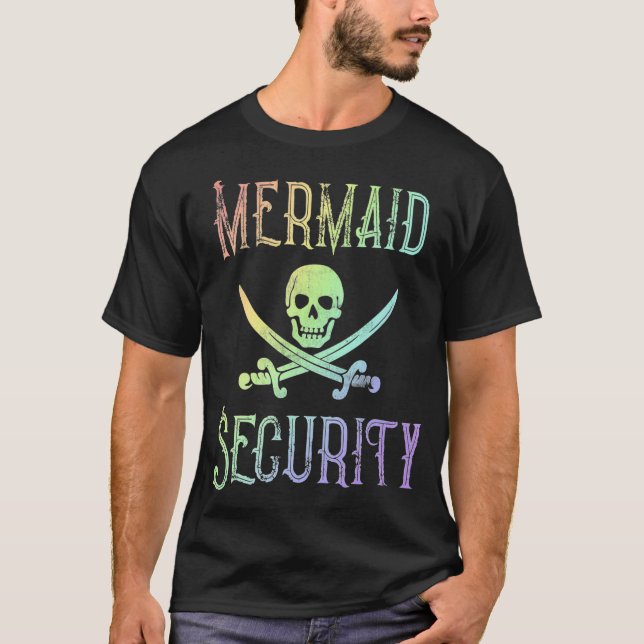 Rainbow Pirate Mermaid Security Halloween Kostüm  T-Shirt (Vorderseite)