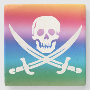 Rainbow Pirate Piratenflagge Stone Untersetzer