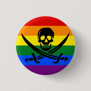 Rainbow Pirate Priate Button