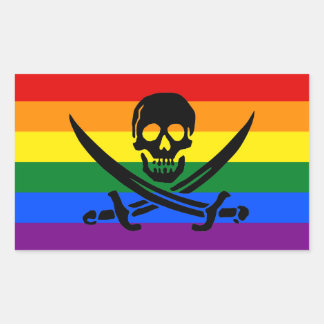 Rainbow Pirate Rechteckiger Aufkleber