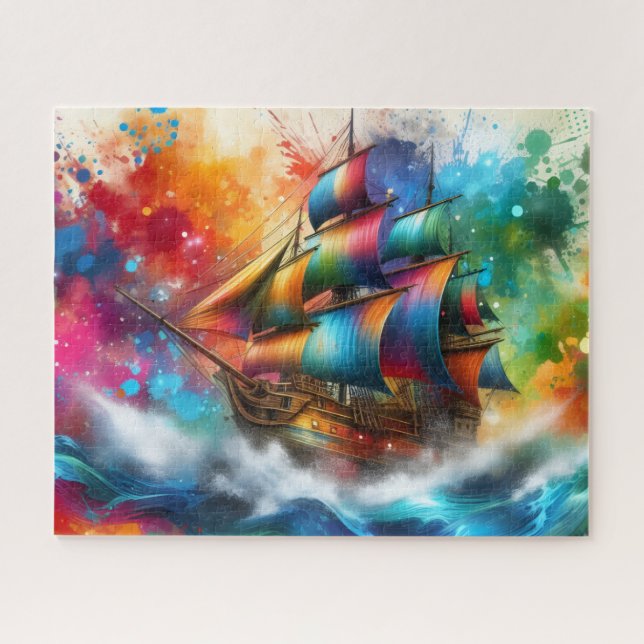 Rainbow Pirate Ship Puzzle (Horizontal)