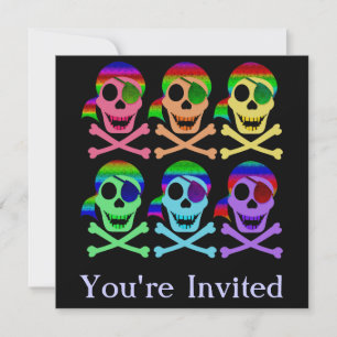 Rainbow Pirate Skulls Einladungen