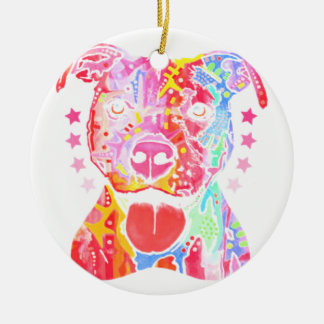 Rainbow Pitbull Keramik Ornament