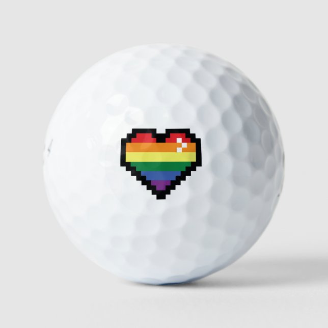 Rainbow Pixel Heart Golfball (Vorderseite)