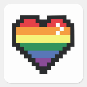 Rainbow Pixel Heart Quadratischer Aufkleber