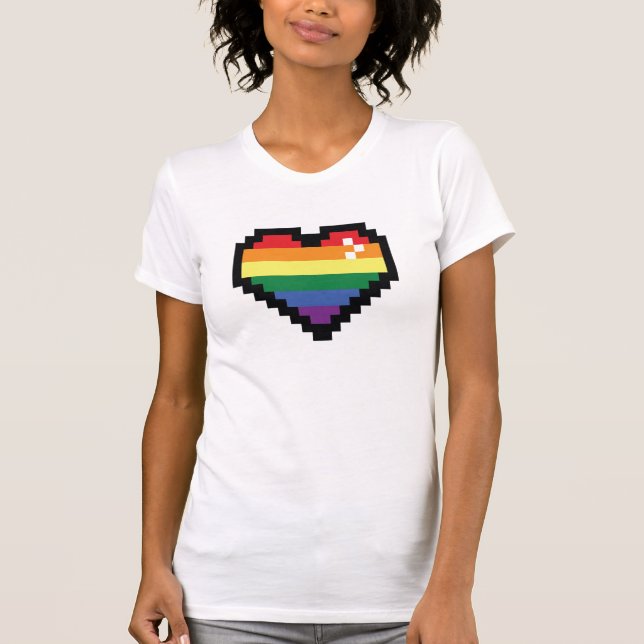 Rainbow Pixel Heart T-Shirt (Vorderseite)