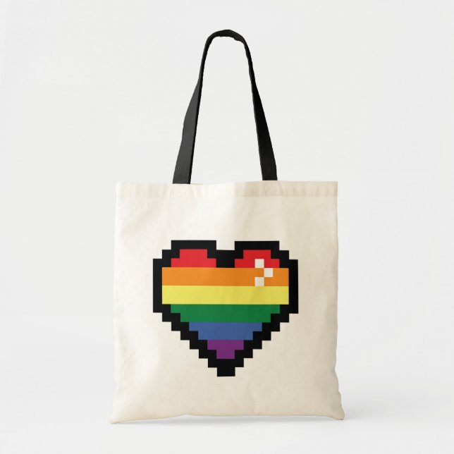 Rainbow Pixel Heart Tragetasche (Vorne)