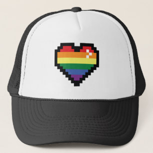 Rainbow Pixel Heart Truckerkappe
