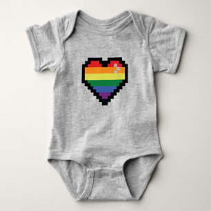 Rainbow Pixel Herz Baby Strampler