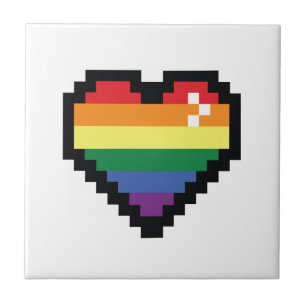 Rainbow Pixel Herz Fliese