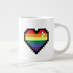 Rainbow Pixel Herz Jumbo-Tasse
