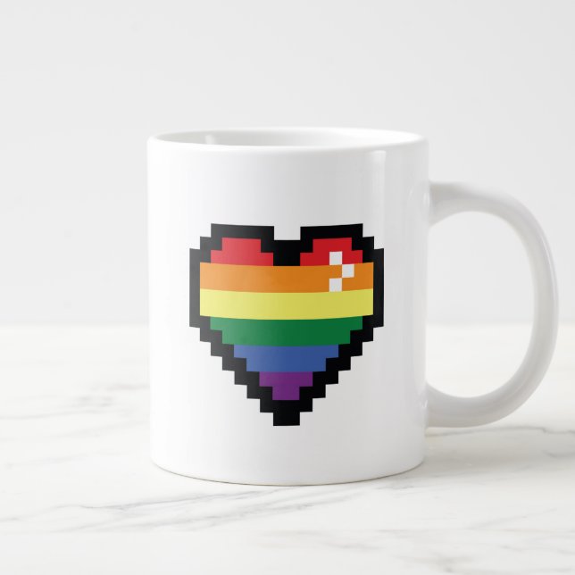 Rainbow Pixel Herz Jumbo-Tasse (Rechts)