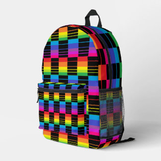 Rainbow Plaid Backpack With Black Detail Bedruckter Rucksack
