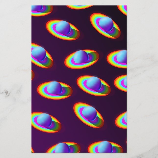 Rainbow Planets Pattern Briefpapier (Vorderseite)