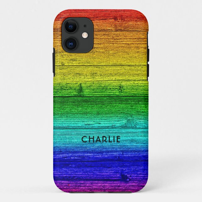 Rainbow Planks individuelle Name Case-Mate iPhone Hülle (Rückseite)