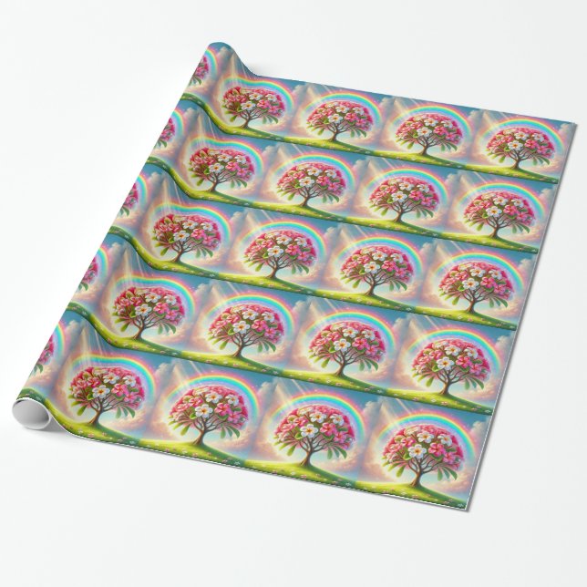 Rainbow Plumeria Wrapping Paper Geschenkpapier (Ungerollt)