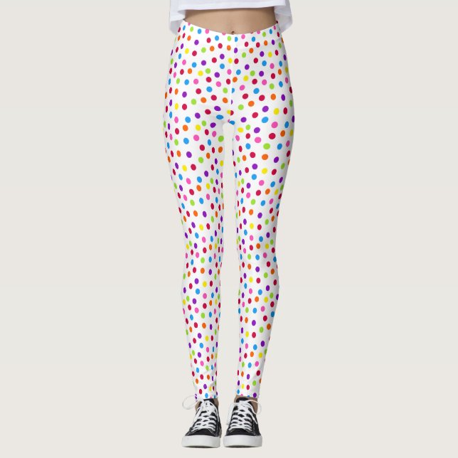 Rainbow Polka Dot Farbiges Muster Leggings (Vorderseite)