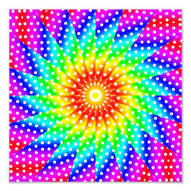 Rainbow Polka Dot Kaleidoscope Mandala Fotodruck (Vorne)