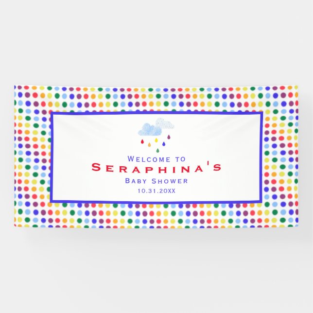 Rainbow Polka Dot Storm Baby Shower Banner (Horizontal)