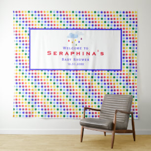 Rainbow Polka Dot Stripes Babydusche Hintergrund Wandteppich