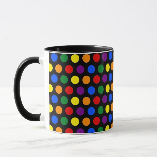 Rainbow Polka Dot Tasse (Links)