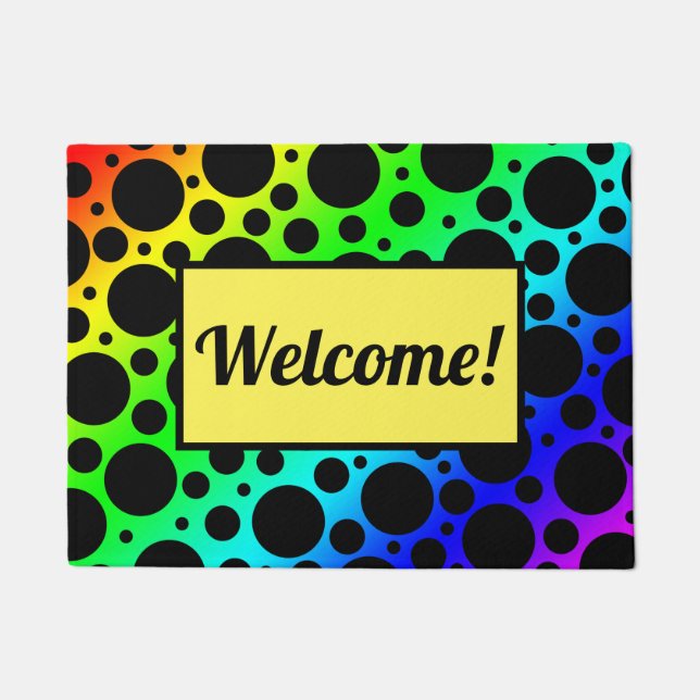Rainbow Polka Dot Welcome Doormat Fußmatte (Vorderseite)