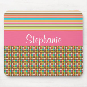 Rainbow Polka Dots Anpassbare Monogramm-Maus-Pad Mousepad