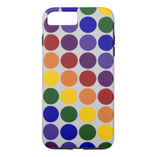 Rainbow Polka Dots auf grauem iPhone 8/7 Plus Case (Rückseite)