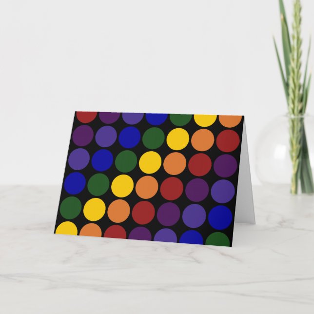 Rainbow Polka Dots auf Schwarz Karte (Vorderseite)
