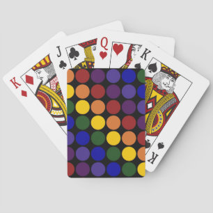 Rainbow Polka Dots auf Schwarz Spielkarten