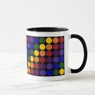 Rainbow Polka Dots auf Schwarz Tasse